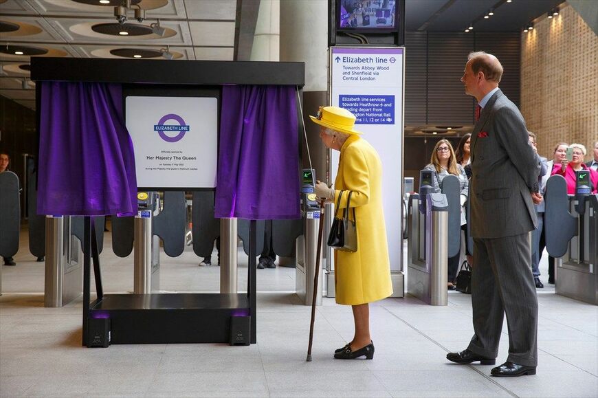 エリザベス線の開業記念式典に参列したエリザベス2世女王＝2022年5月17日（写真：(c) Transport for London）