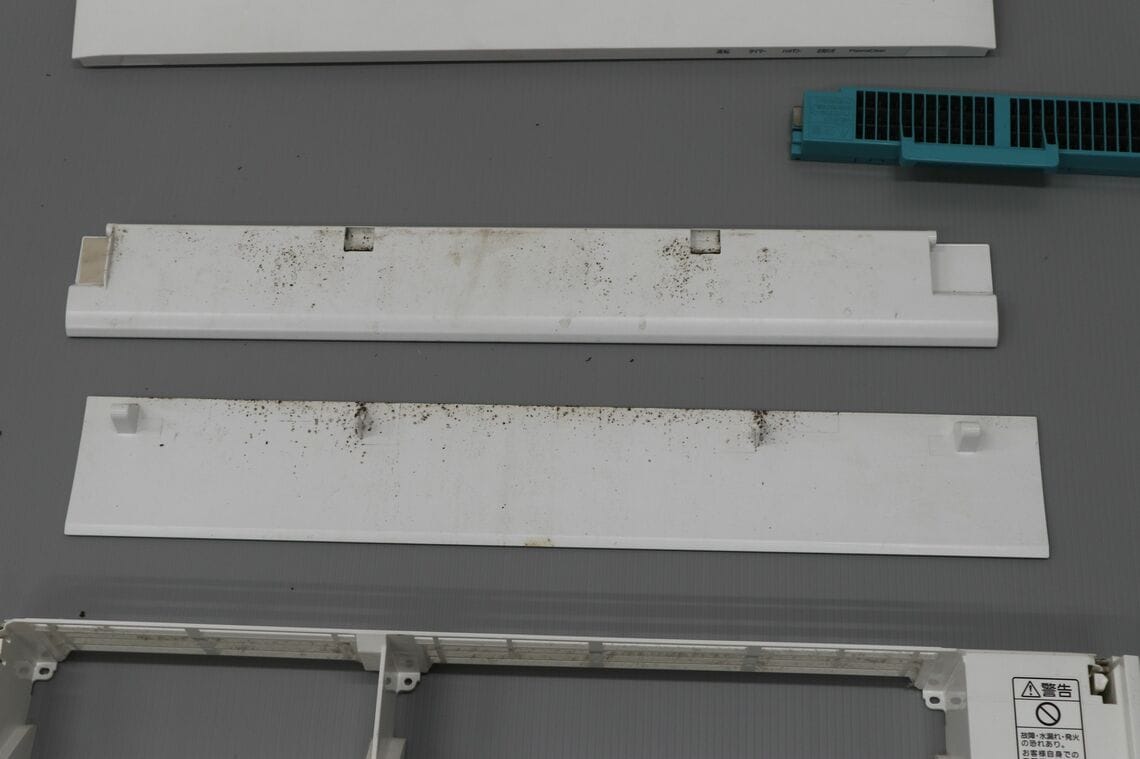 風向きを変える羽根のカビ。内部はさらにカビている（写真：筆者提供）