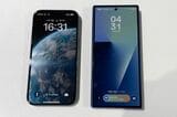 閉じた状態の画面もiPhone 16より大きい（筆者撮影）