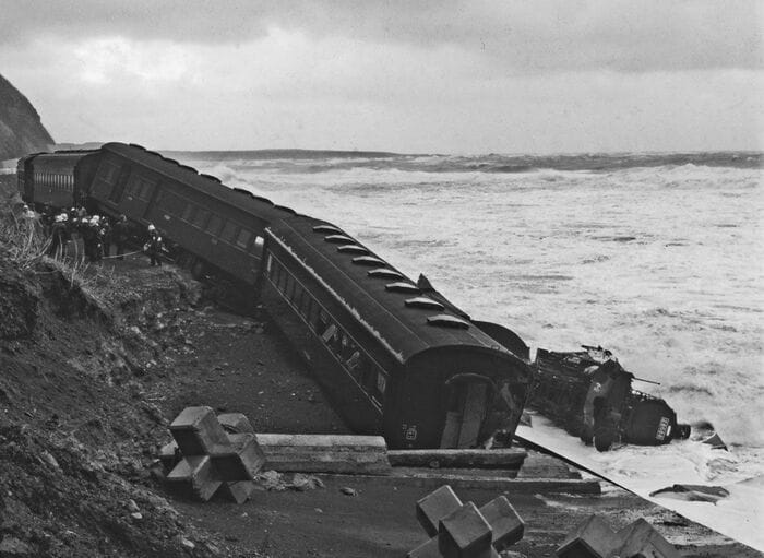 1972年12月2日に発生した五能線の脱線事故。