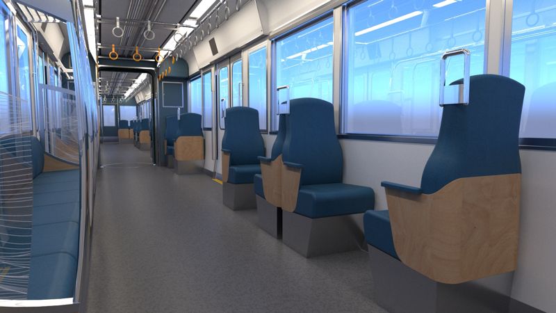 700形の車内イメージ、江の島ブルー（画像：江ノ島電鉄）