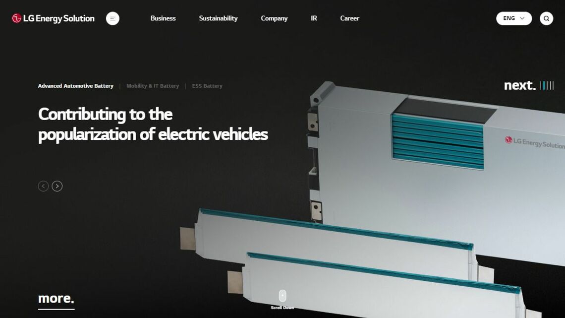 LGエナジーソリューションは、車載電池の市場シェアで世界第3位につける（写真は同社ウェブサイトより）