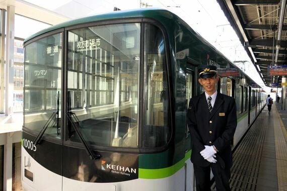 京阪枚方市駅 交野線ホーム 駅長