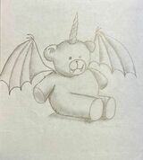 YouTubeチャンネル「Mark Kistler」ハロウィンの描画レッスンを見て、新井氏が描いた「Bat Bear!」の絵