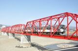 復旧した千曲川橋梁。電車が走っている部分が「G5桁」だ＝2020年3月29日（記者撮影）
