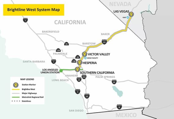 ブライトラインウエスト 路線図