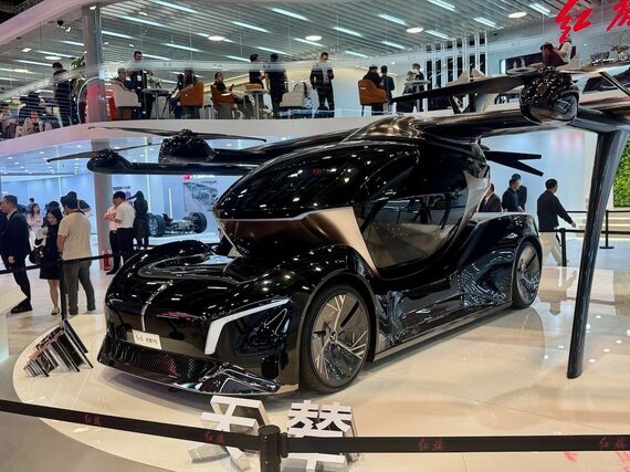 ホンチの「天眼1号」はeVTOL型の空飛ぶクルマ(筆者撮影)