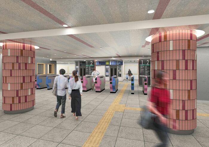 桜新町駅コンコースのリニューアルイメージ