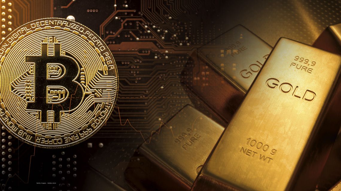 ビットコインと金のインゴット