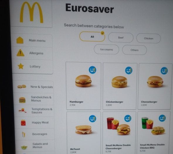 イタリアマックのメニュー表