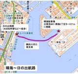 晴海～日の出航路のルート（地理院地図に筆者加工）