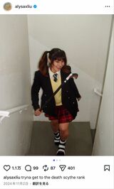 マンガ『ソウルイーター』のコスプレを楽しむ姿。日本のマンガやアニメが好きなことで知られる（画像：アリサ・リウ公式Instagram @alysaxliuより）