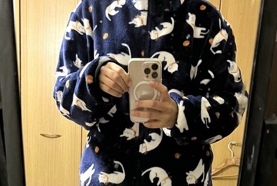 ねこ柄のフリース