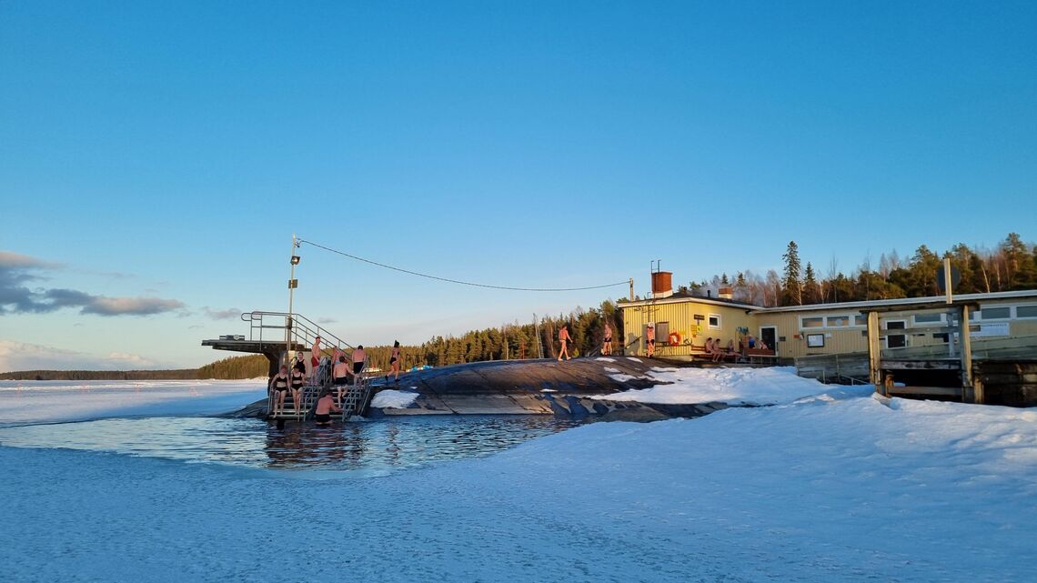 フィランドでは、湖へと続く桟橋には、はしごや階段が固定されている（写真提供：こばやし あやなさん）