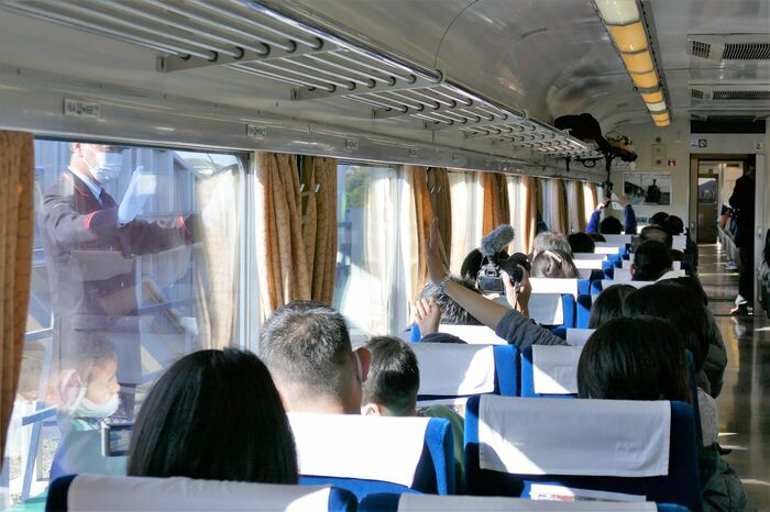 SL重連運転の試乗。往路はバックで発車する