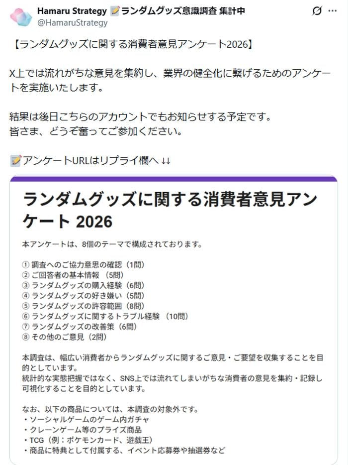 ランダムグッズに関するアンケート