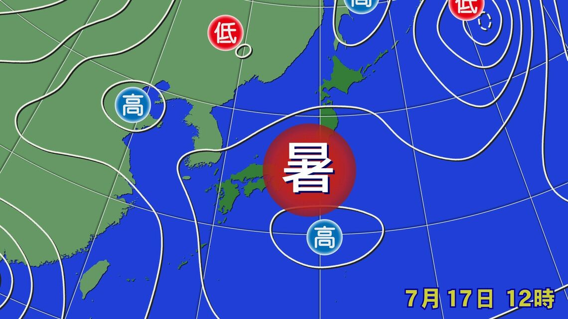 7月17日の天気図（出典：weathermap）