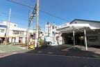 矢口渡駅前。改札のすぐ隣に踏切がある多摩川線らしい風景