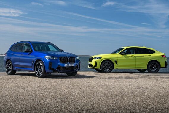 BMWは走りを強化したMモデルもラインナップする。写真は左がX3 M、右がX4 M（写真：ビー・エム・ダブリュー）
