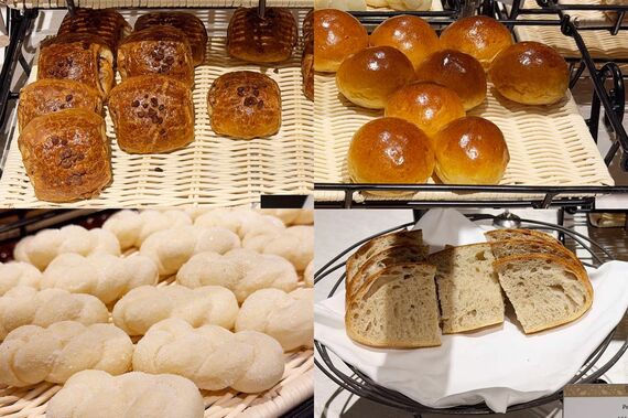 チョコレートデニッシュ、バターロール、ベイクドドーナツ、パンペイザン