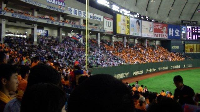 ヤクルト戦の際の外野ビジター席
