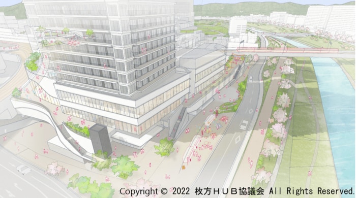 天野川沿いの緑地帯