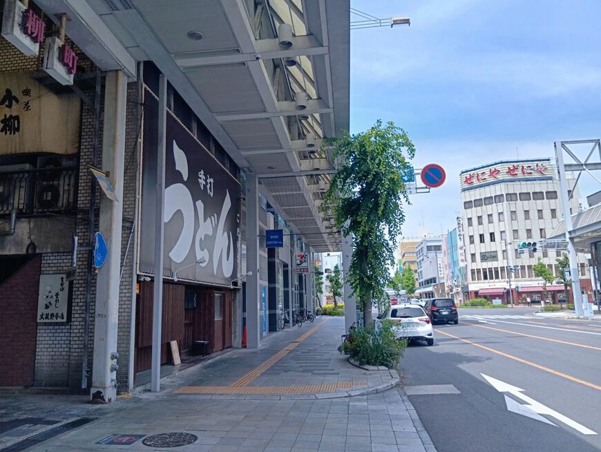 岐阜駅〜店舗までは1本道。ほとんどの道に屋根があったので、雨の日などでもアクセスしやすそうだ（写真：筆者撮影）
