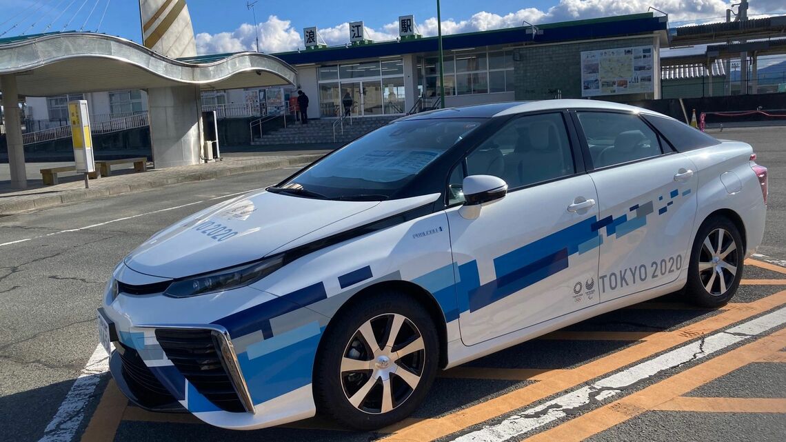 福島県浪江町内ではFCVが目立つ（記者撮影）