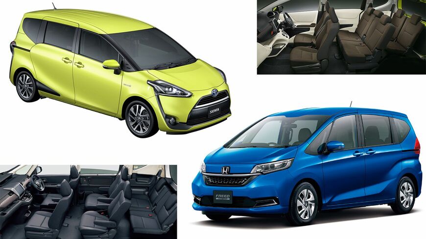 コンパクトミニバンの2強「シエンタ」と「フリード」の購入者データを比較した（写真：トヨタ自動車、本田技研工業）