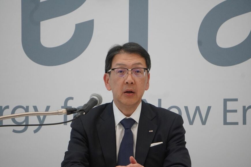 JERAの奥田久栄社長。経営が事案を認識するまでに時間がかかったことを陳謝した（撮影：筆者）