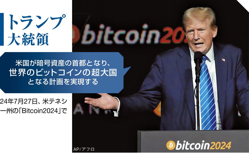 ビットコインカンファレンスで演説するトランプ大統領