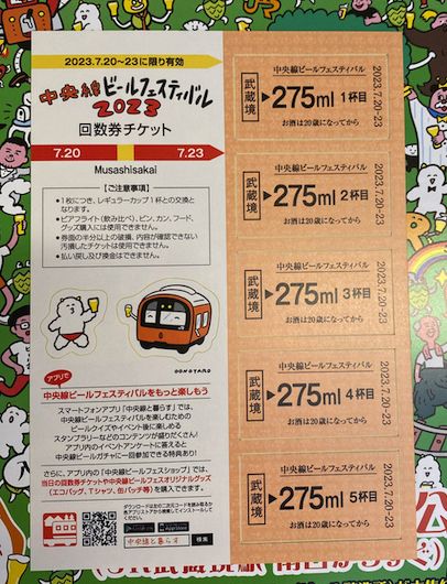 ビール引換回数券はきっぷのようなデザイン（筆者撮影）