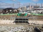 復旧工事が進む田川橋梁