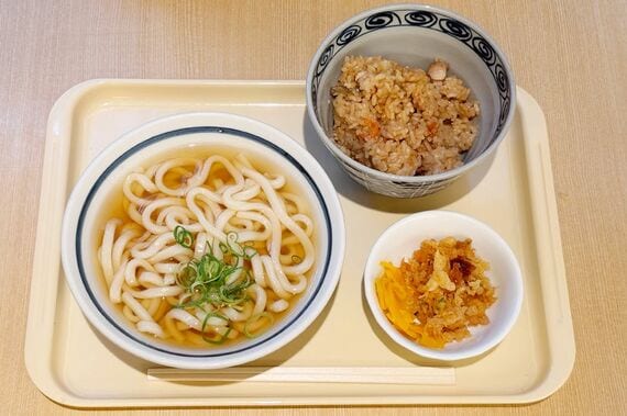 かけうどんと鶏めし