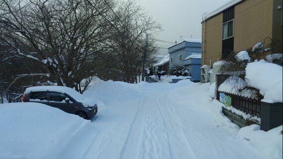雪に埋もれる住宅街