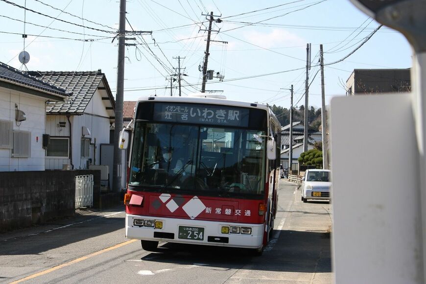 いわき駅行きの新常磐交通の路線バス（筆者撮影）