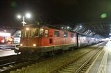 スイス国鉄の電気機関車が牽引する「ナイトジェット」（筆者撮影）