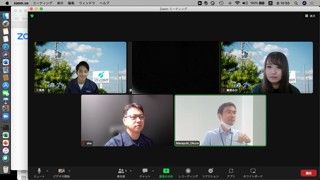 ソミックマネージメントホールディングス取締役・大倉正幸さん（下右）、グローバルICTシステム部 DX推進室室長・岡祥文さん（下左）、グローバル人事部 人財開発室採用1G・三浦周さん（上左）、グローバル人事部 人財開発室採用2G・綾部みかさん