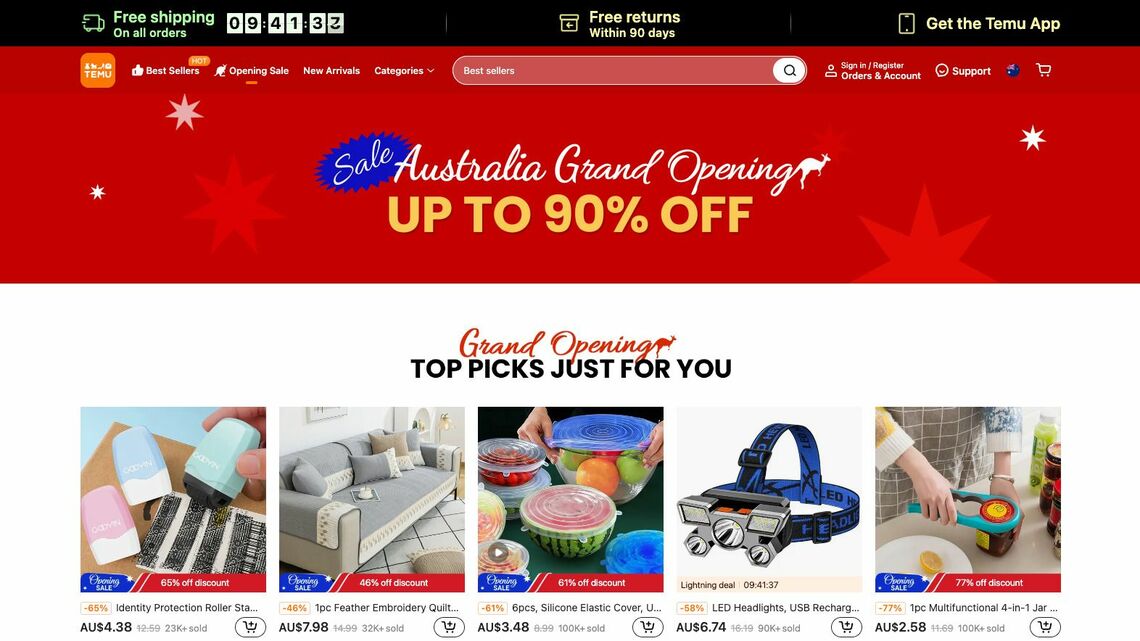 Temuの売り物は、中国の拼多多譲りの激安価格だ(写真はオーストラリア向けウェブサイトより)