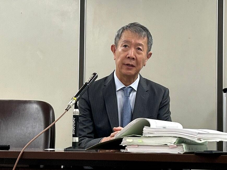裁判期日後の会見に臨む江蔵さん。撮影日は2024年9月4日（筆者撮影）