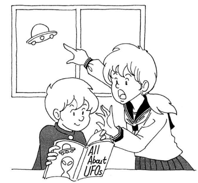 この絵の状況を自由に解釈して英語で説明せよという、2007年の東大英作文の問題（画像：2007年度入試第2問のB）