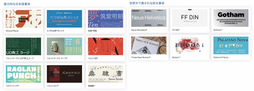 Monotype Fontsで提供されるフォントの例（画像提供：Monotype）