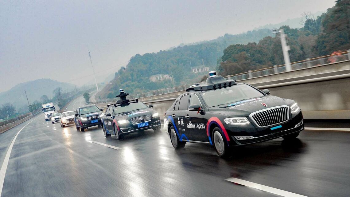 百度は中国の複数の地方で自動運転車両の試験走行を重ねてきた。写真は湖南省長沙市の高速道路を走行するテスト車両（百度のウェブサイトより）