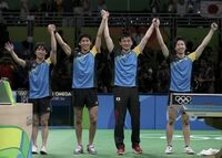 卓球男子団体､日本が銀メダル以上を確定 17日の決勝は中国─韓国戦の勝者と対戦