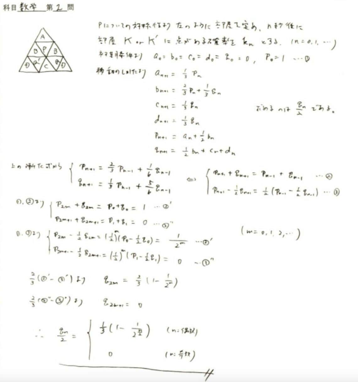 東大理3に合格した人の再現答案（画像：筆者提供）