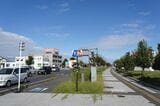 北口から本庄駅へ延びる道路（筆者撮影）