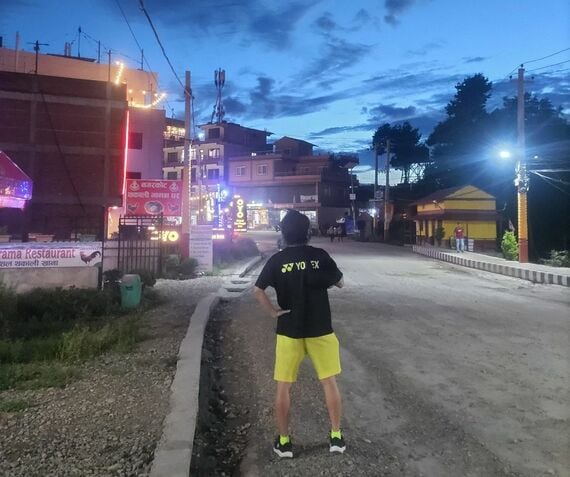 ネパールのナガルコットにいる筆者