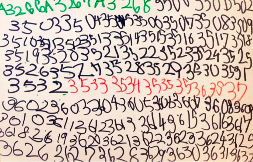 自由帳に数字を並べていた（写真：永田さん提供）