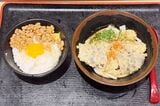 冷うどん、納豆ご飯