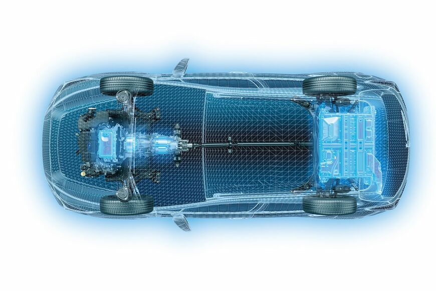 ストロングハイブリッド車のパワートレーンの模式図（写真：SUBARU）